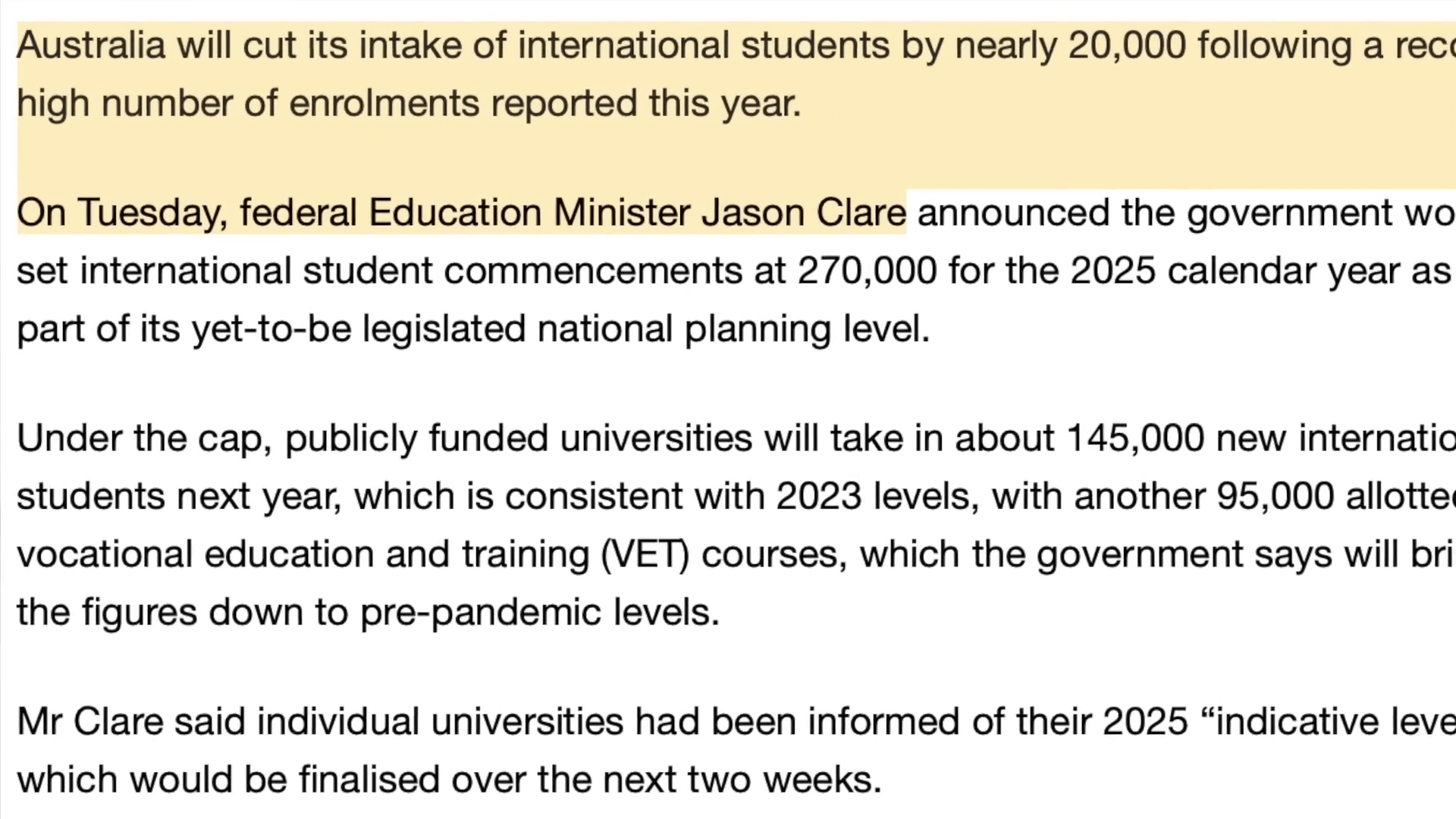 Education Minister Jason Clare's announcement